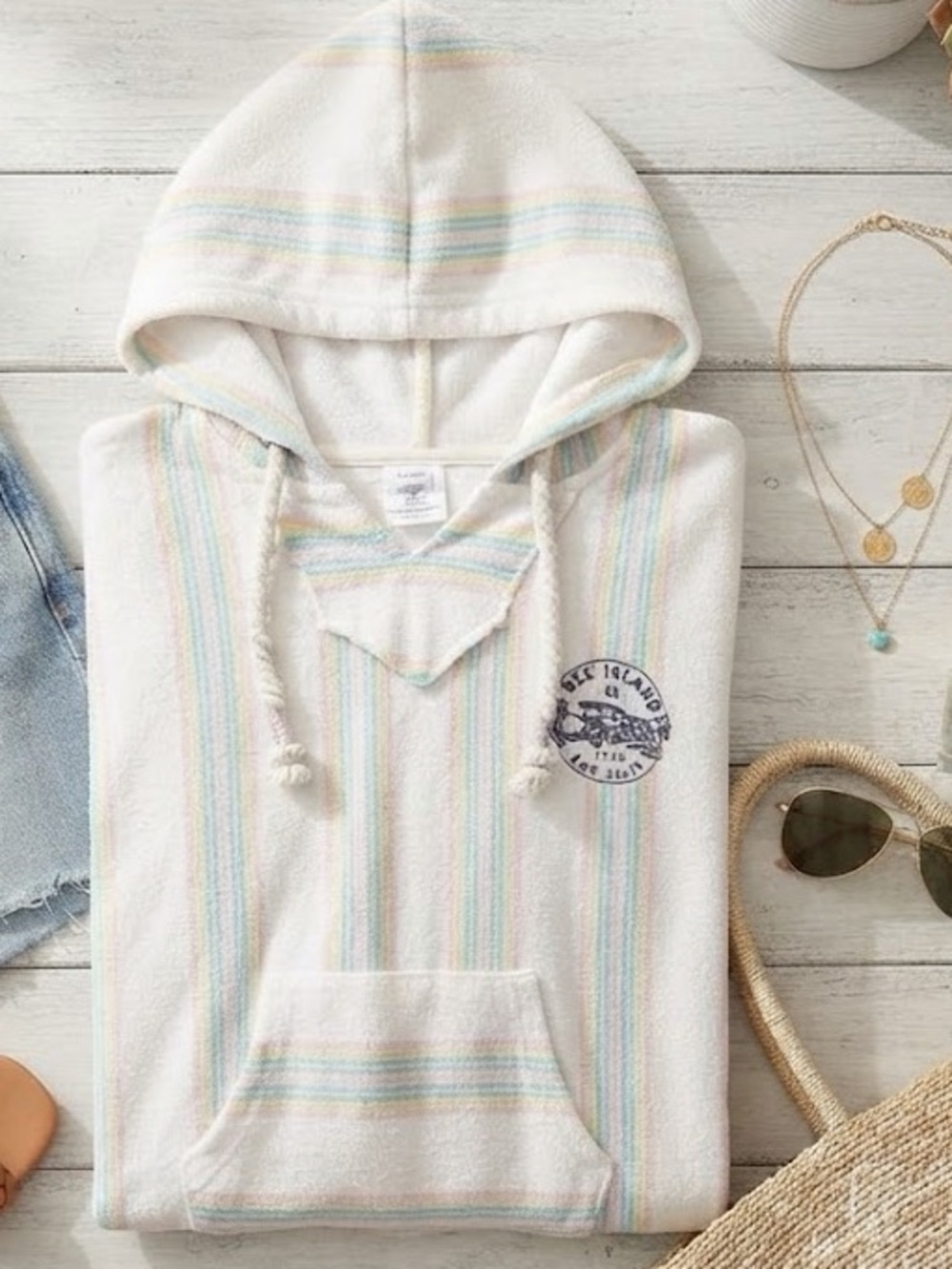 Costal Vibes Multicolor Striped Baja Pullover